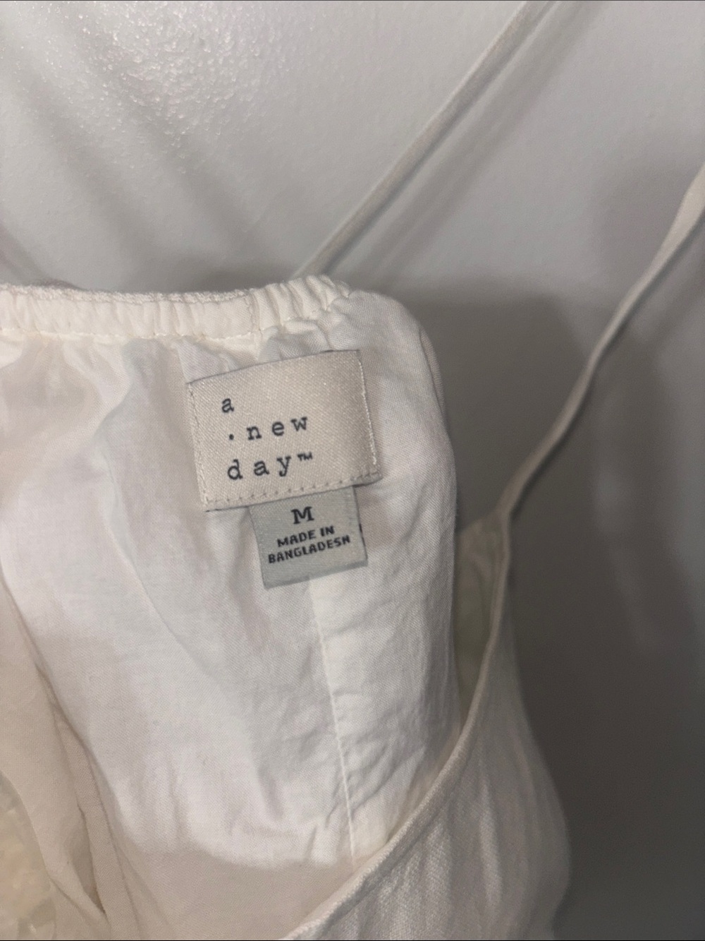 NEW A New Day Beach Bungalow White Linen Cotton Strap Mini Dress Size Medium - Picture 6 of 8